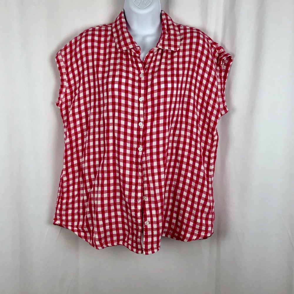 CJ Breeze gingham Cotton cap sleeve top XXL